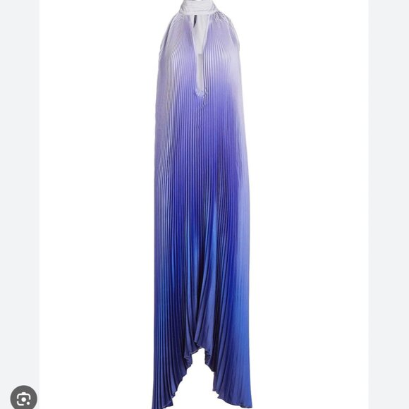 L'IDEE les éléments opera pleated asymmetric gown - Ocean Blue | Size: Small, 4 - Picture 3 of 14
